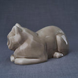 Lying Cat Urn for Ashes in Beige Grey