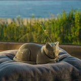 Lying Cat Urn for Ashes in Beige Grey