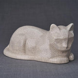 Lying Cat Urn for Ashes in Crackle Glaze