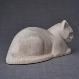 Lying Cat Urn for Ashes in Crackle Glaze