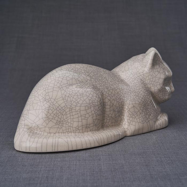 Cat Cremation Urn For Pets Ashes In Crackle Glaze Right View