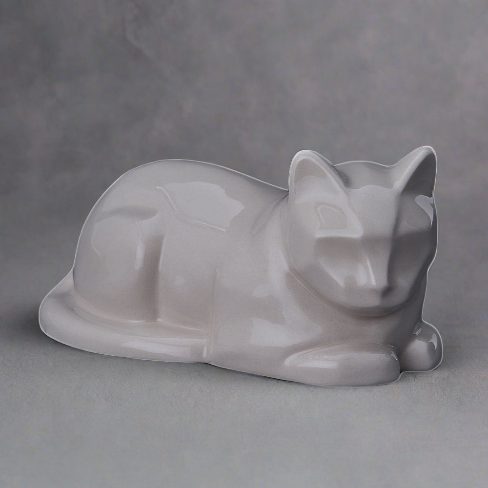 Cat-Cremation-Urn-for-Pets-Ashes-in-Cream-with-Grey-Background-Front-View