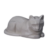 Lying Cat Urn for Ashes in Cream