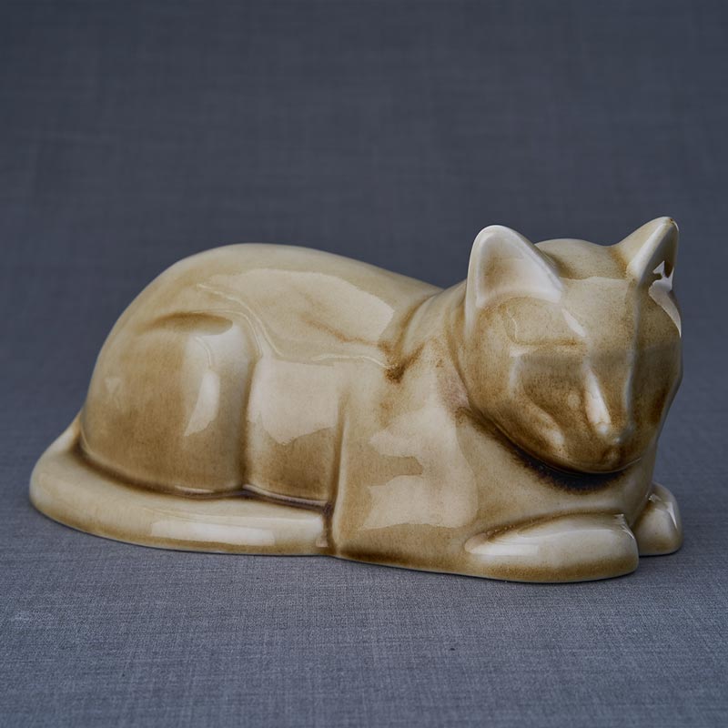 Cat Cremation Urn For Pets Ashes In Dark Sand Front View