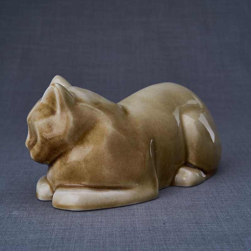Cat Cremation Urn For Pets Ashes In Dark Sand Left View