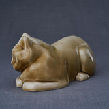 Lying Cat Urn for Ashes in Dark Sand