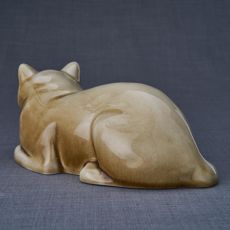 Cat Cremation Urn For Pets Ashes In Dark Sand Rear View