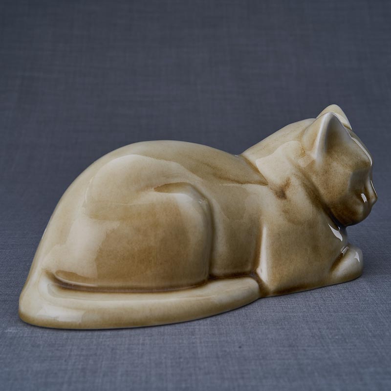 Cat Cremation Urn For Pets Ashes In Dark Sand Right View