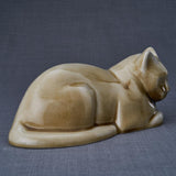 Lying Cat Urn for Ashes in Dark Sand