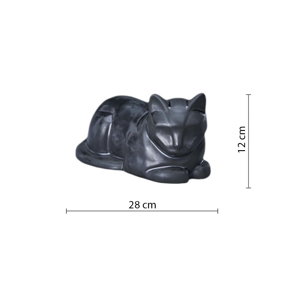 Cat Cremation Urn For Pets Ashes In Matte Black Dimensions
