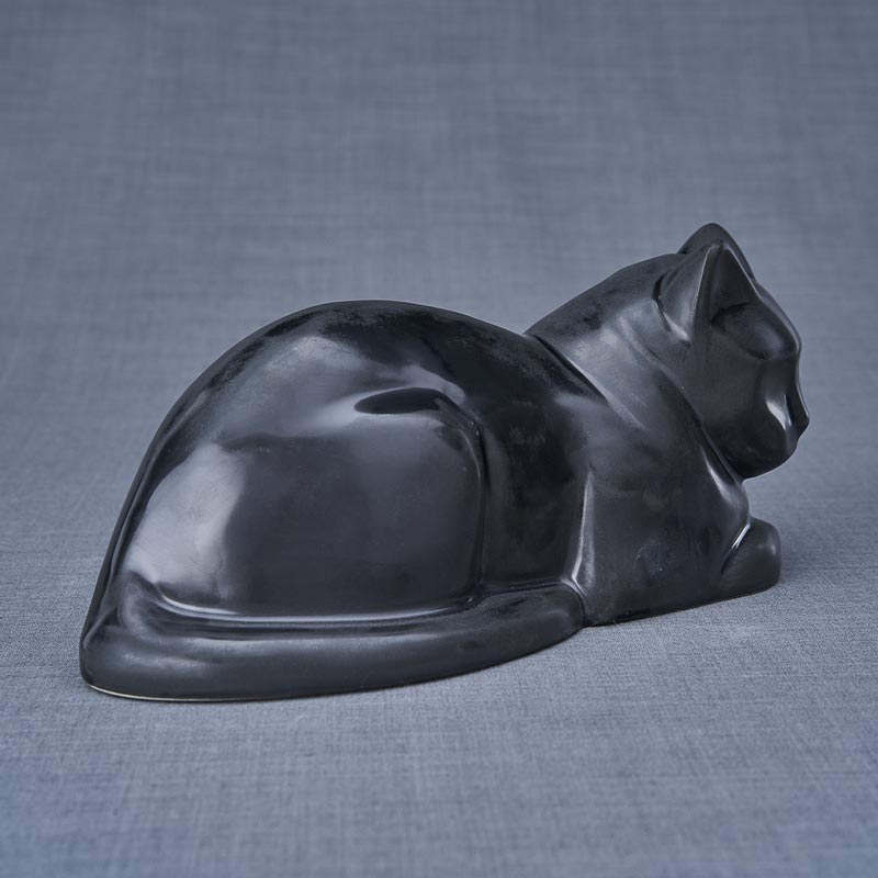Cat Cremation Urn For Pets Ashes In Matte Black Right View