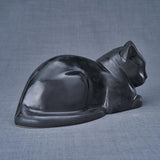 Lying Cat Urn for Ashes in Matte Black