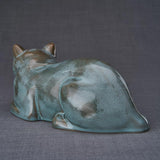Cat Cremation Urn For Pets Ashes In Oily Green Rear View