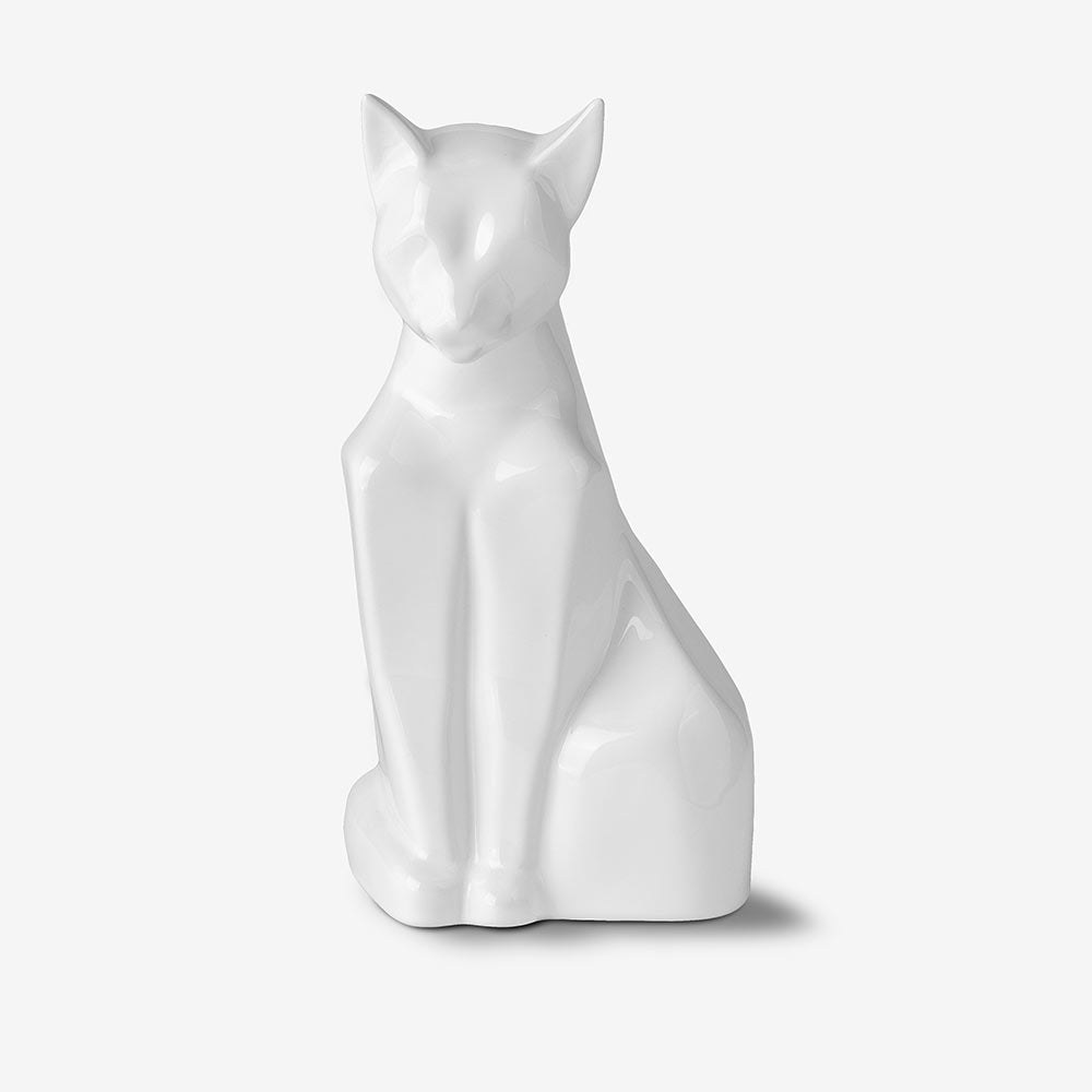 Cat Urn for Ashes in Glossy White