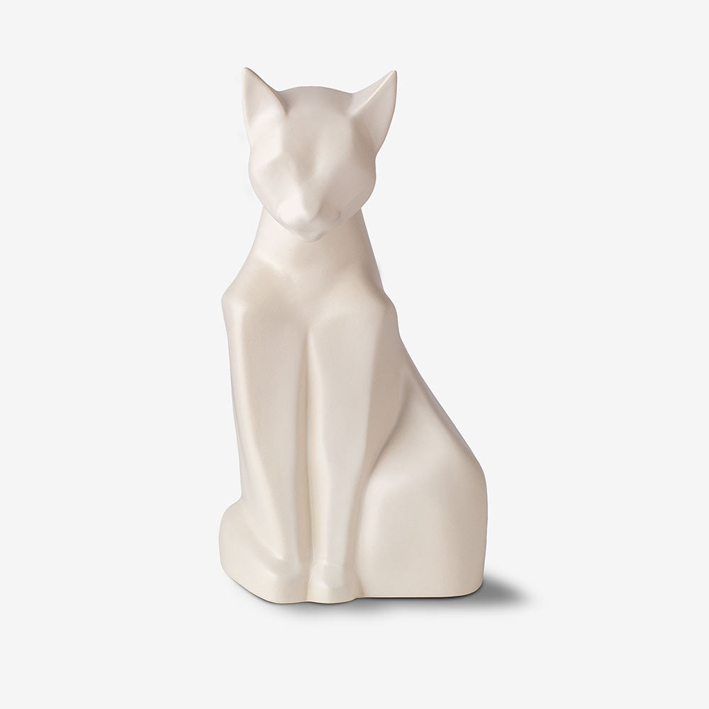 Cat Urn for Ashes in Matte White