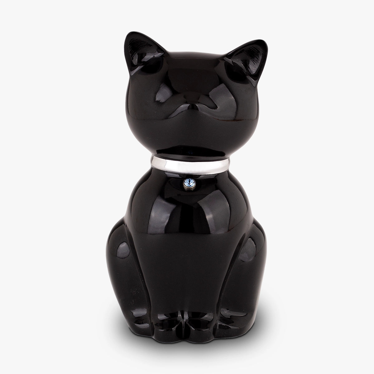 Cat Urn for Ashes in Onyx and Silver