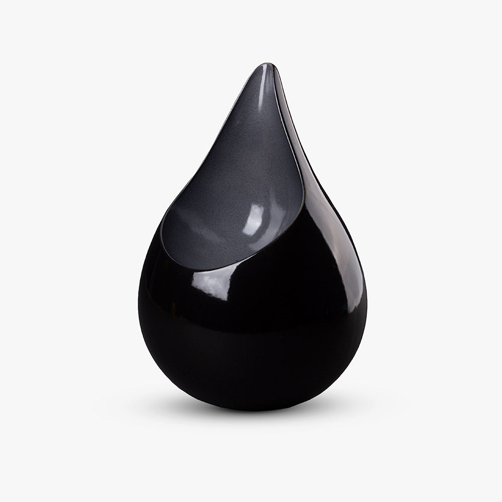 Celest Teardrop Cremation Urn in Black and Grey