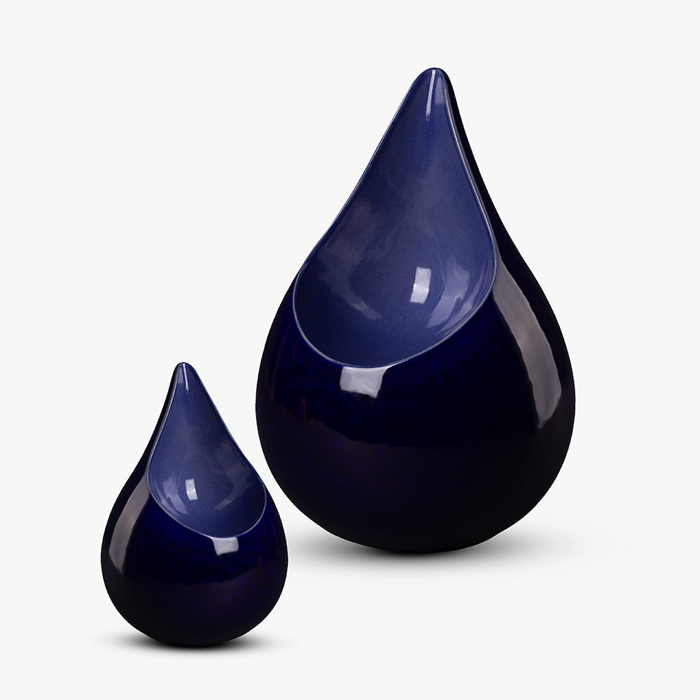 Celest Teardrop Cremation Urn in Blue Set Apart