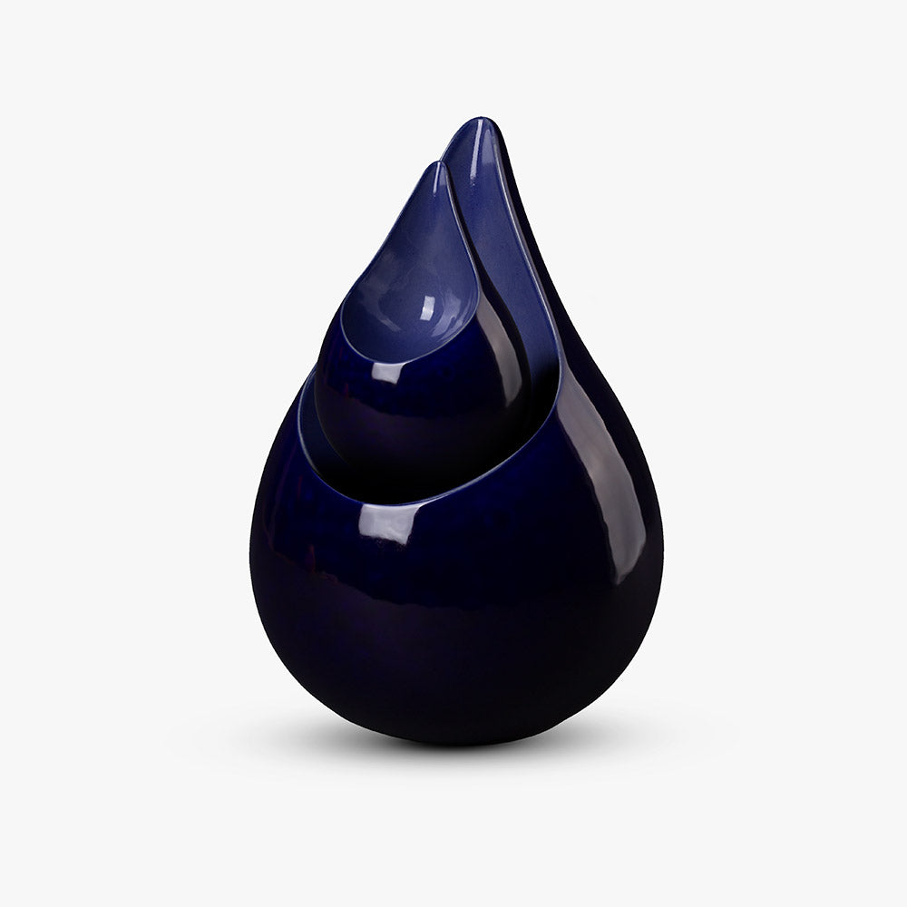 Celest Teardrop Cremation Urn in Blue Set Together