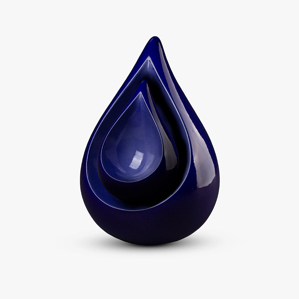 Celest Teardrop Small Urn for Ashes in Blue Set Together