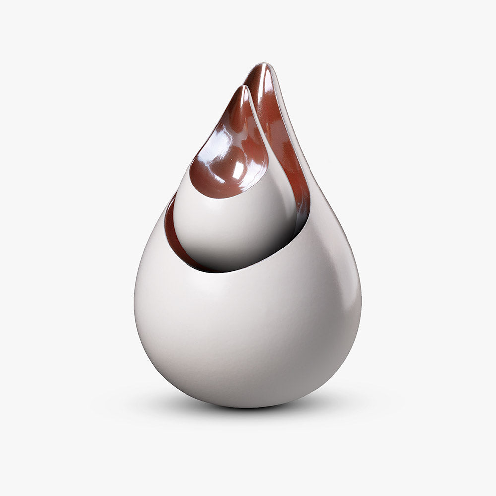 Celest Teardrop Small Urn in White and Brown Set Together