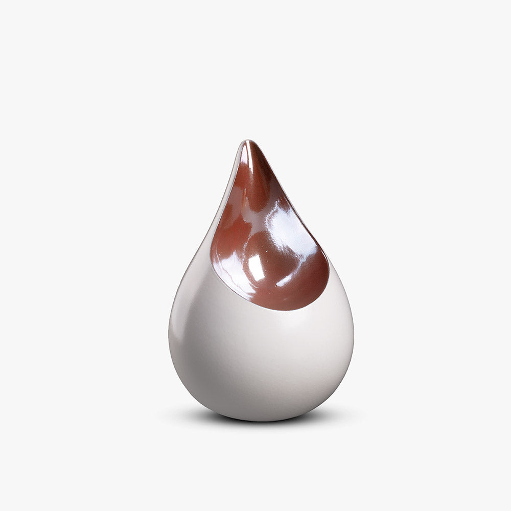 Celest Teardrop Small Urn in White and Brown