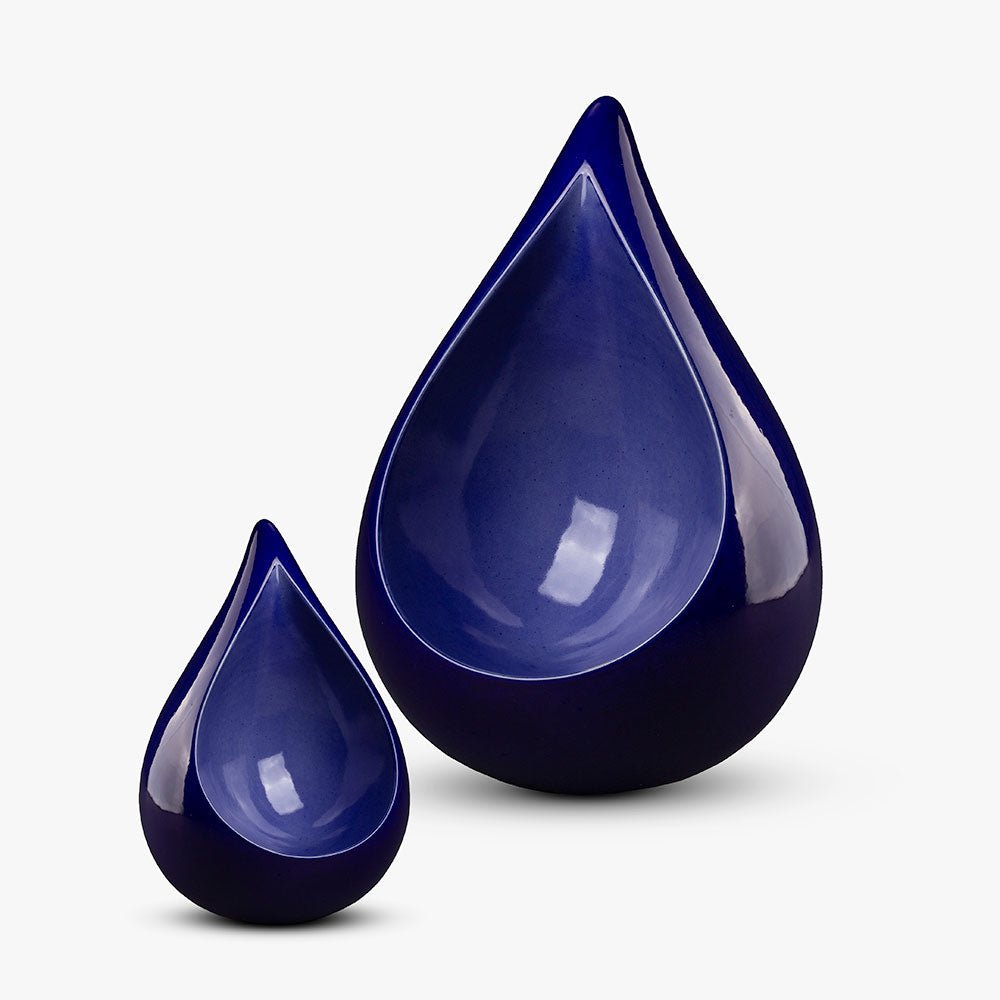 Celest Teardrop Urn for Ashes in Blue Set Apart