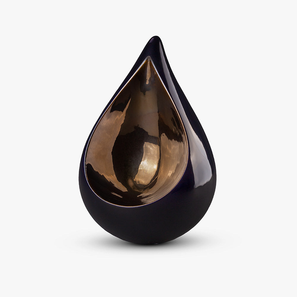 Celest Teardrop Urn for Ashes in Cobalt Blue and Gold