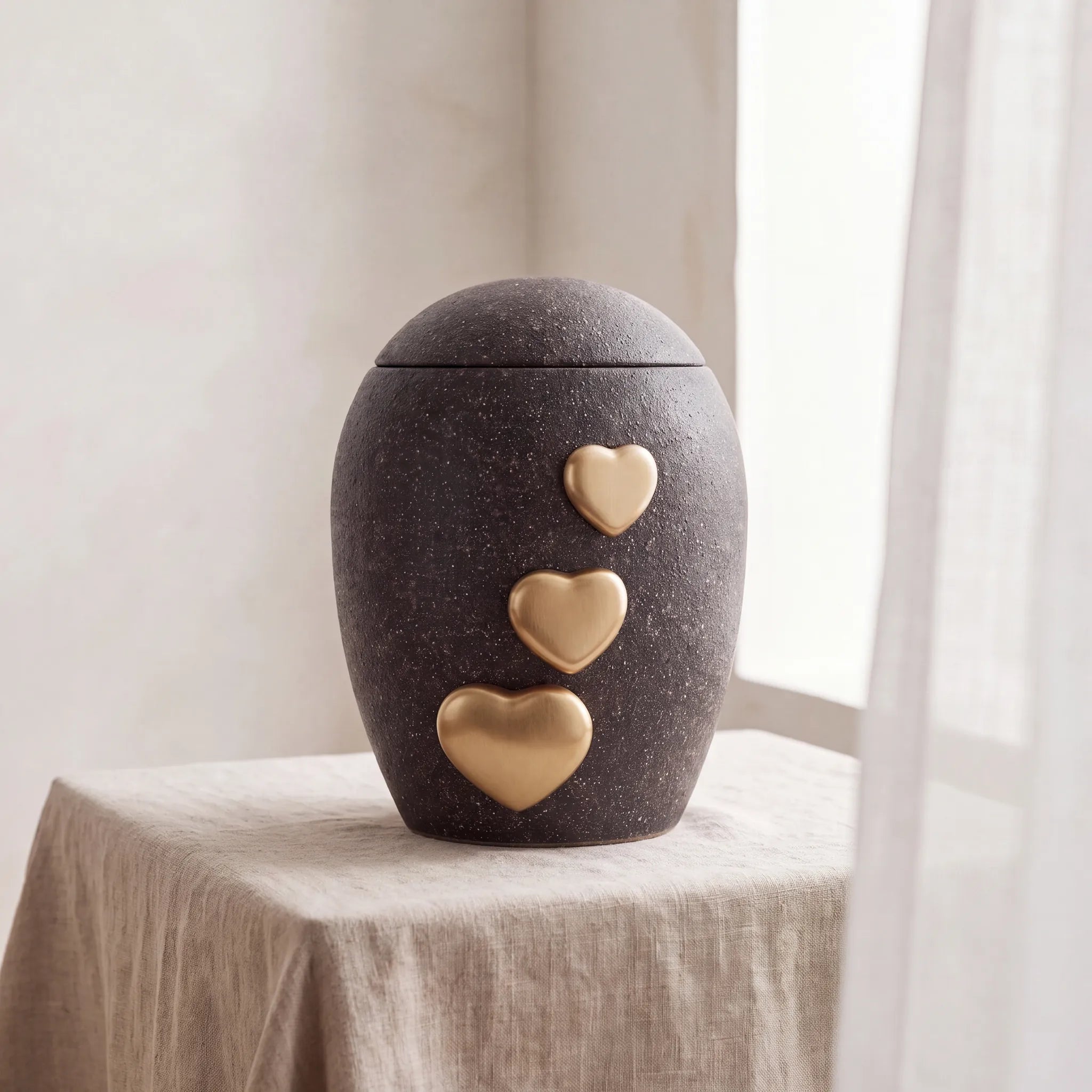 Charcoal Hearts Adult Cremation Urn for Ashes