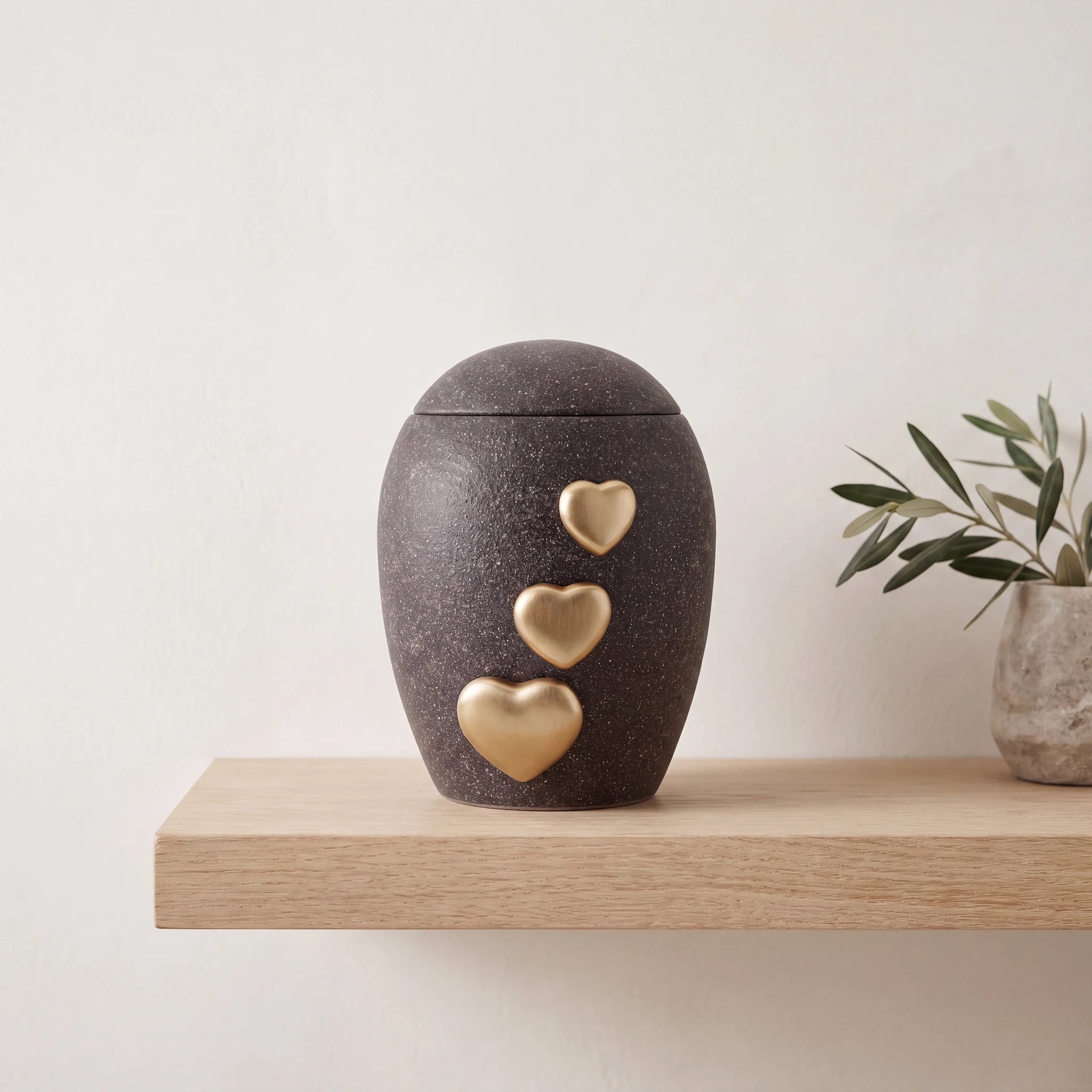 Charcoal Hearts Adult Cremation Urn for Ashes