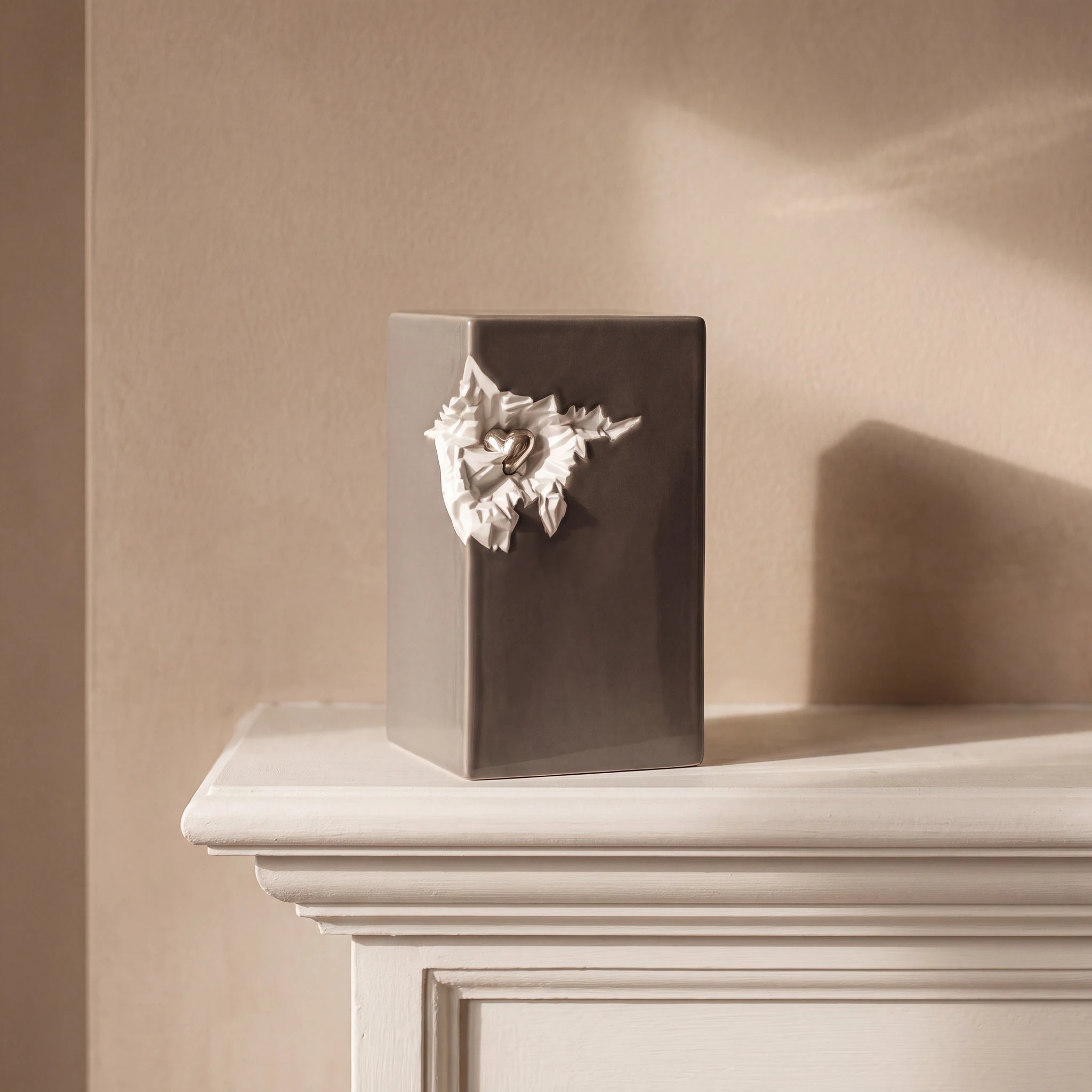Cherished Heart Cremation Urn for Ashes in Grey and Silver