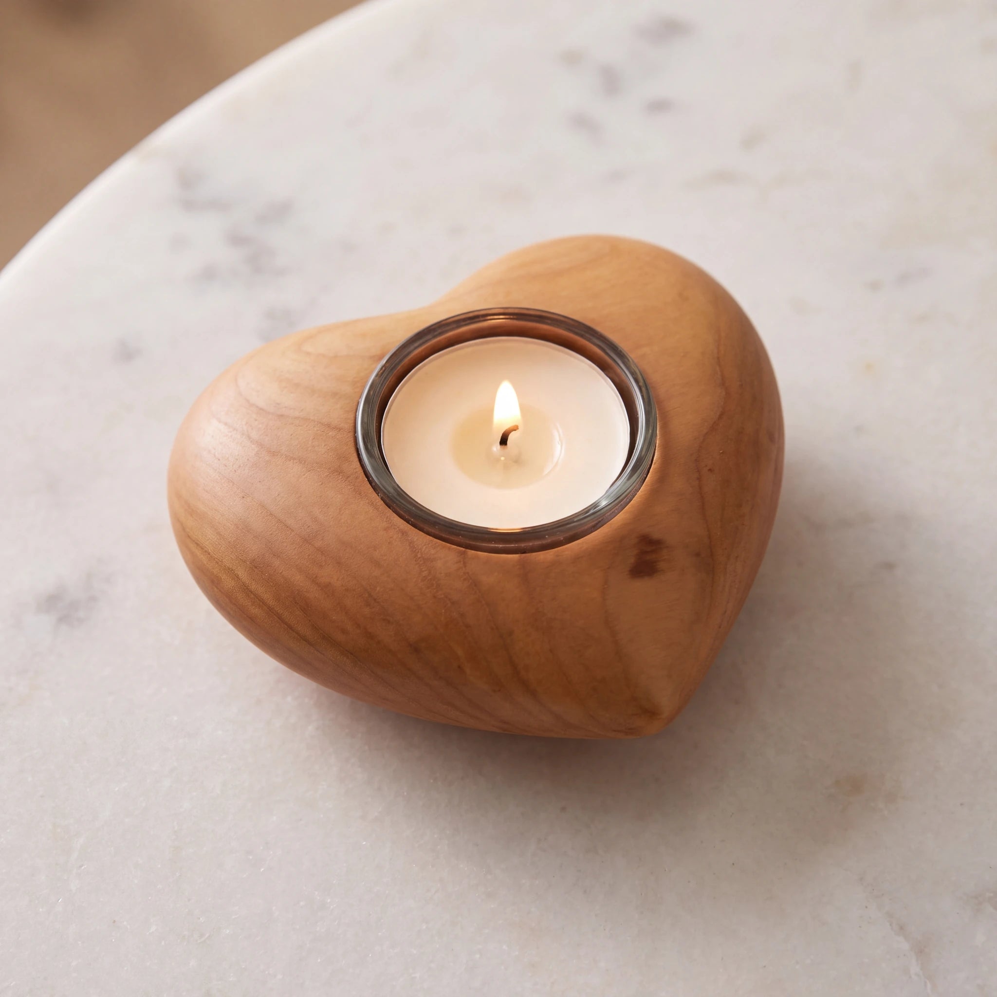Cherry-Wood-Heart-Candle-Holder-Keepsake-Urn-For-Ashes-On-Marble