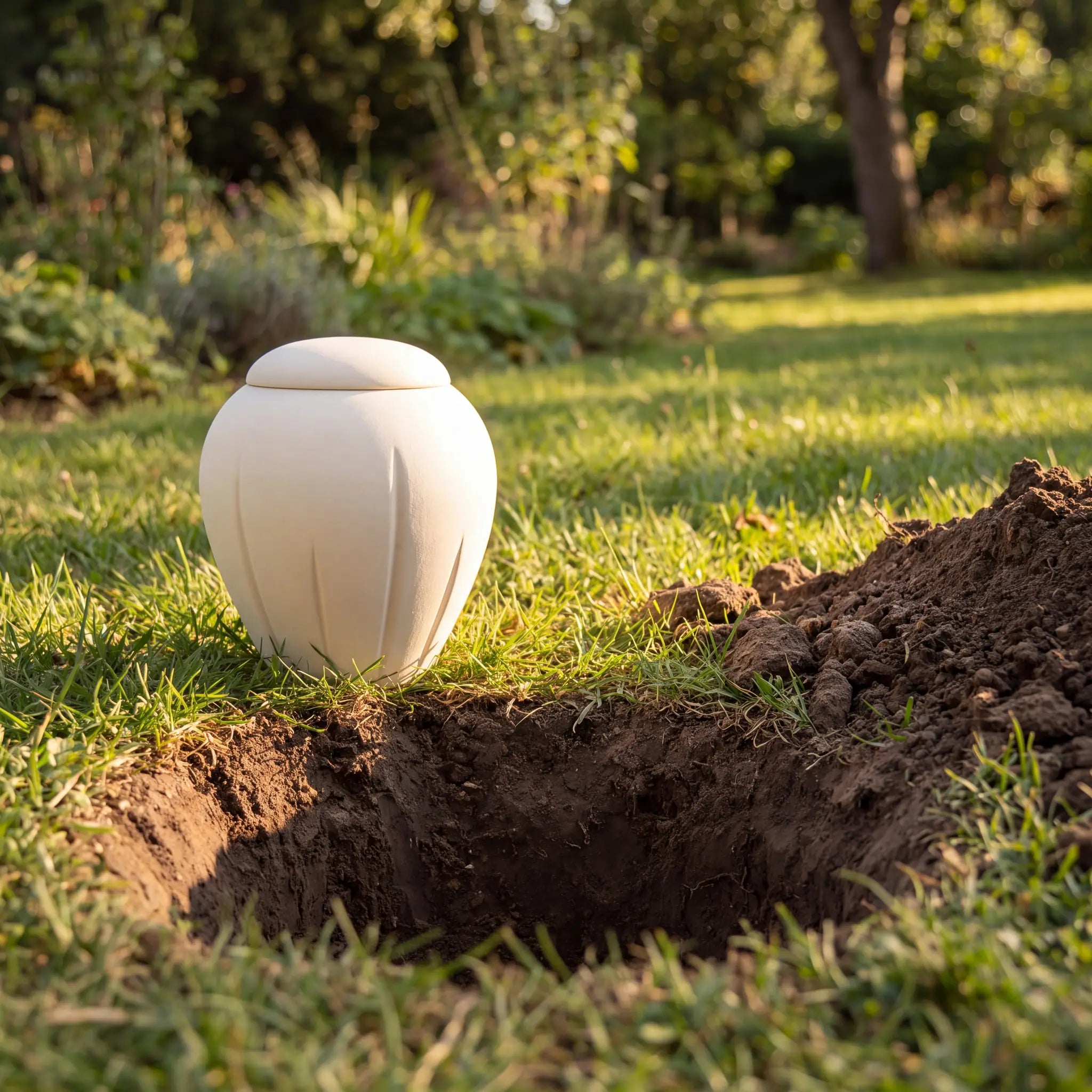 Classic Adult Biodegradable Urn for Ashes in Ivory