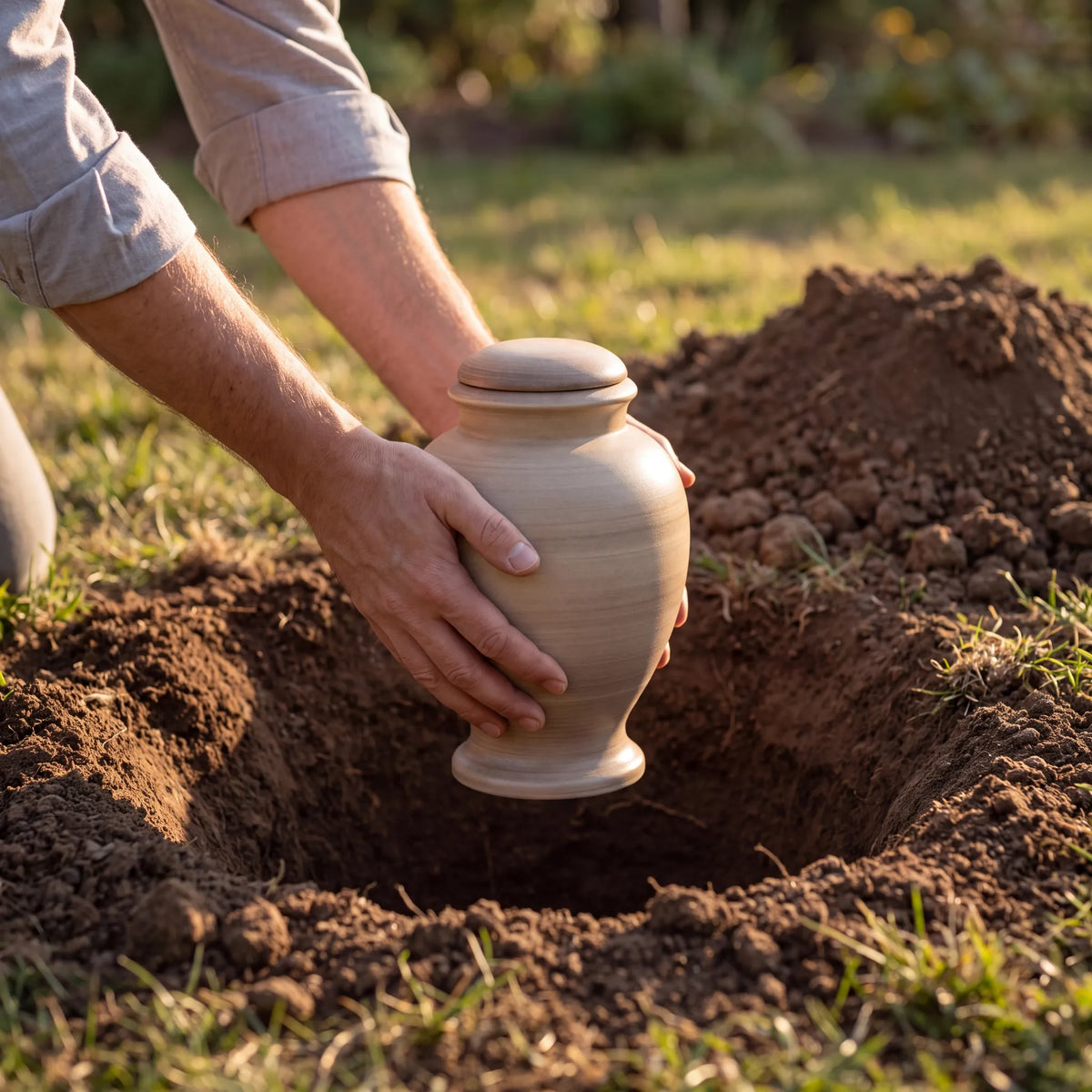 Classic Adult Biodegradable Urn for Ashes in Oak