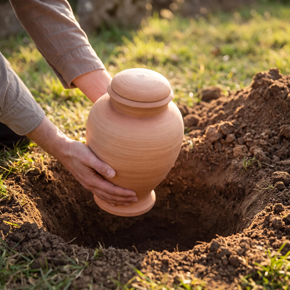 Classic Adult Biodegradable Urn for Ashes in Sand