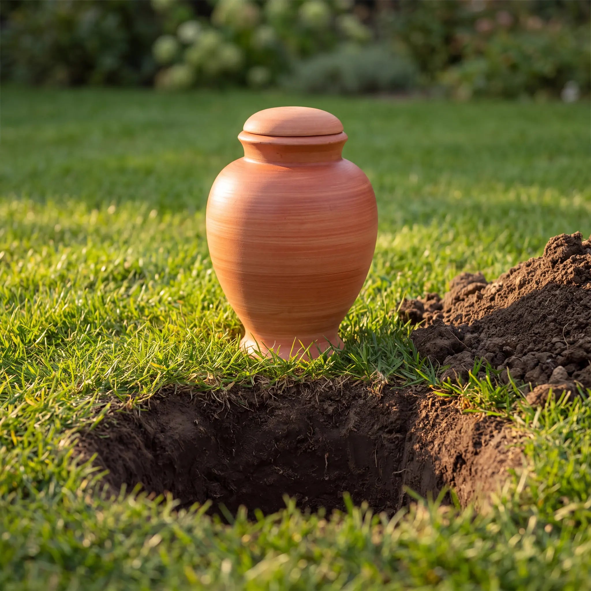 Classic Adult Biodegradable Urn for Ashes in Terracotta