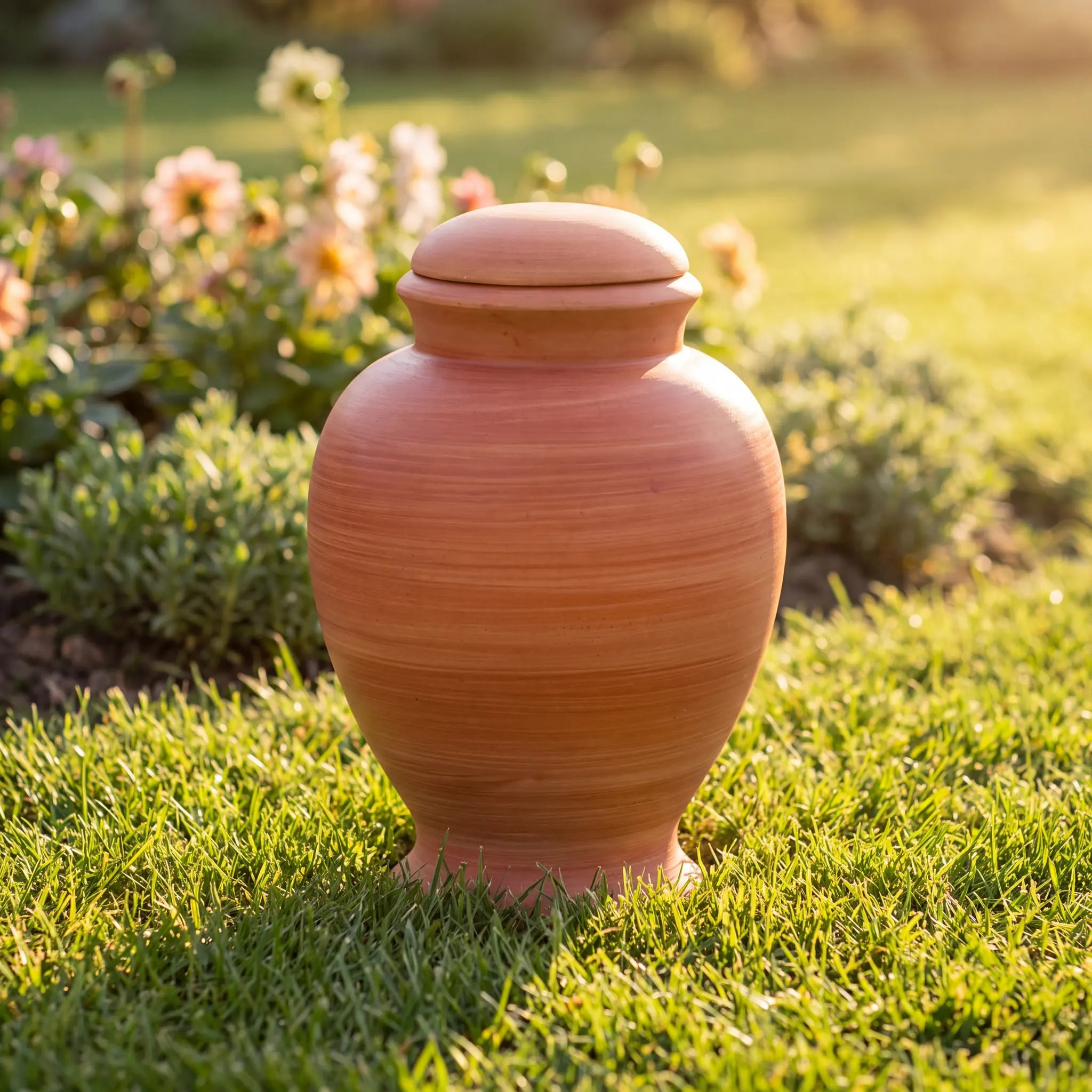 Classic Adult Biodegradable Urn for Ashes in Terracotta