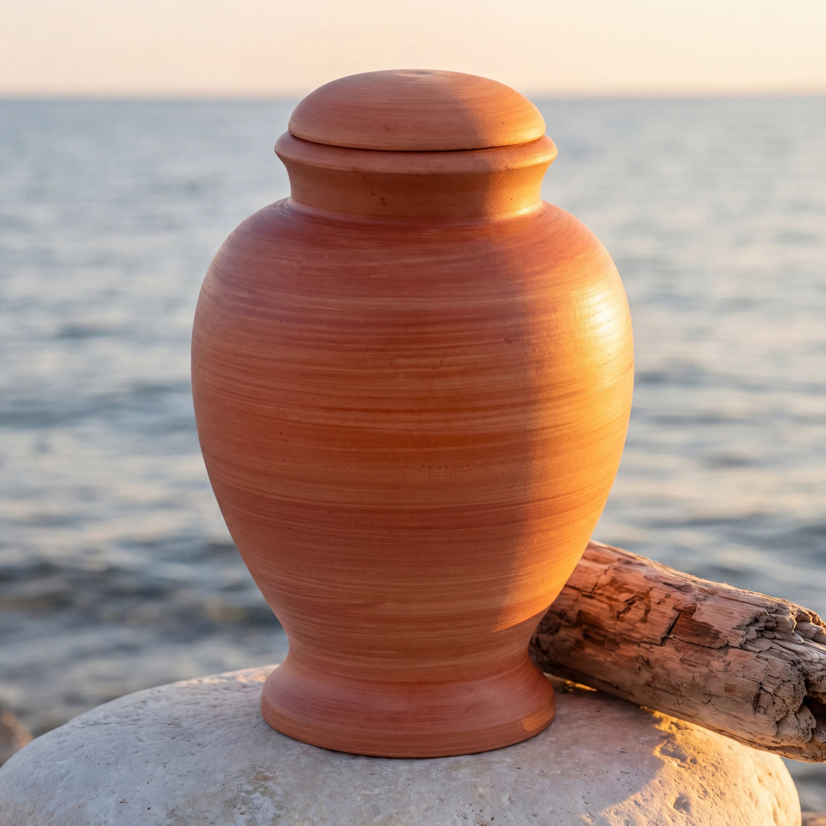 Classic Adult Biodegradable Urn for Ashes in Terracotta