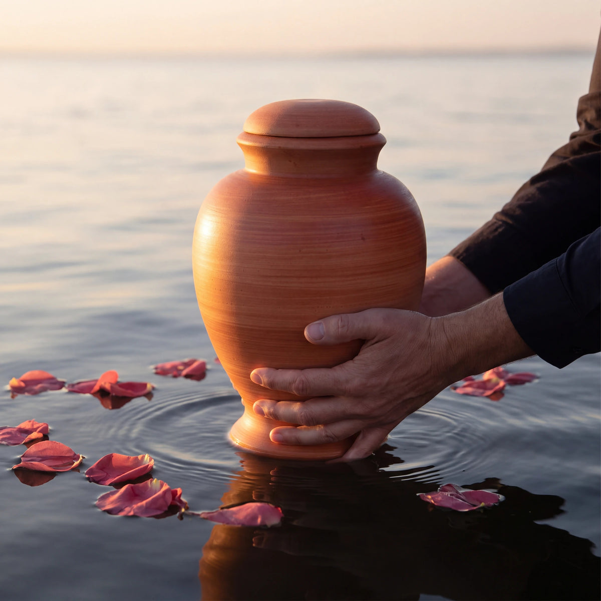 Classic Adult Biodegradable Urn for Ashes in Terracotta