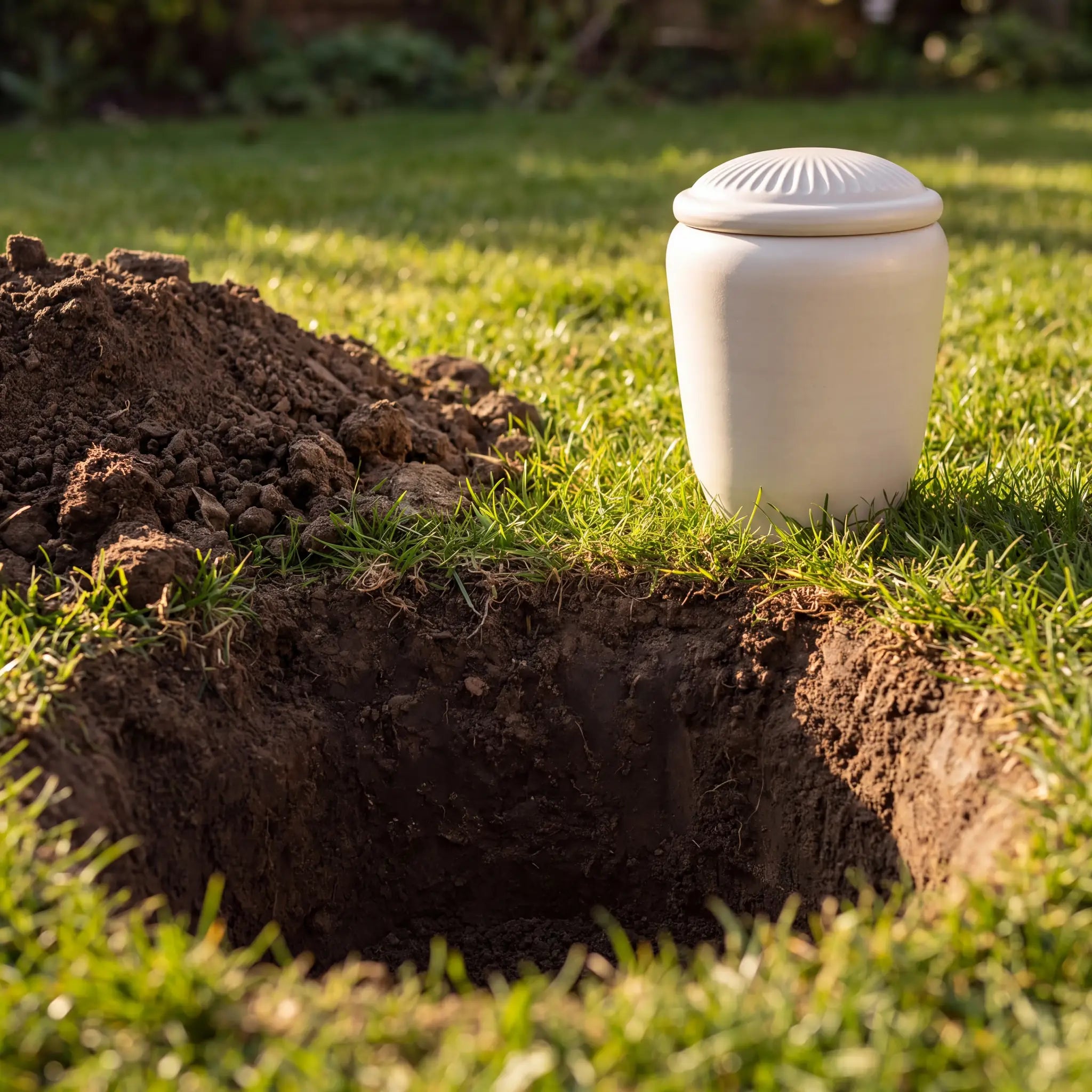 Classic Adult Biodegradable Urn for Ashes with Ivory Fluted Lid