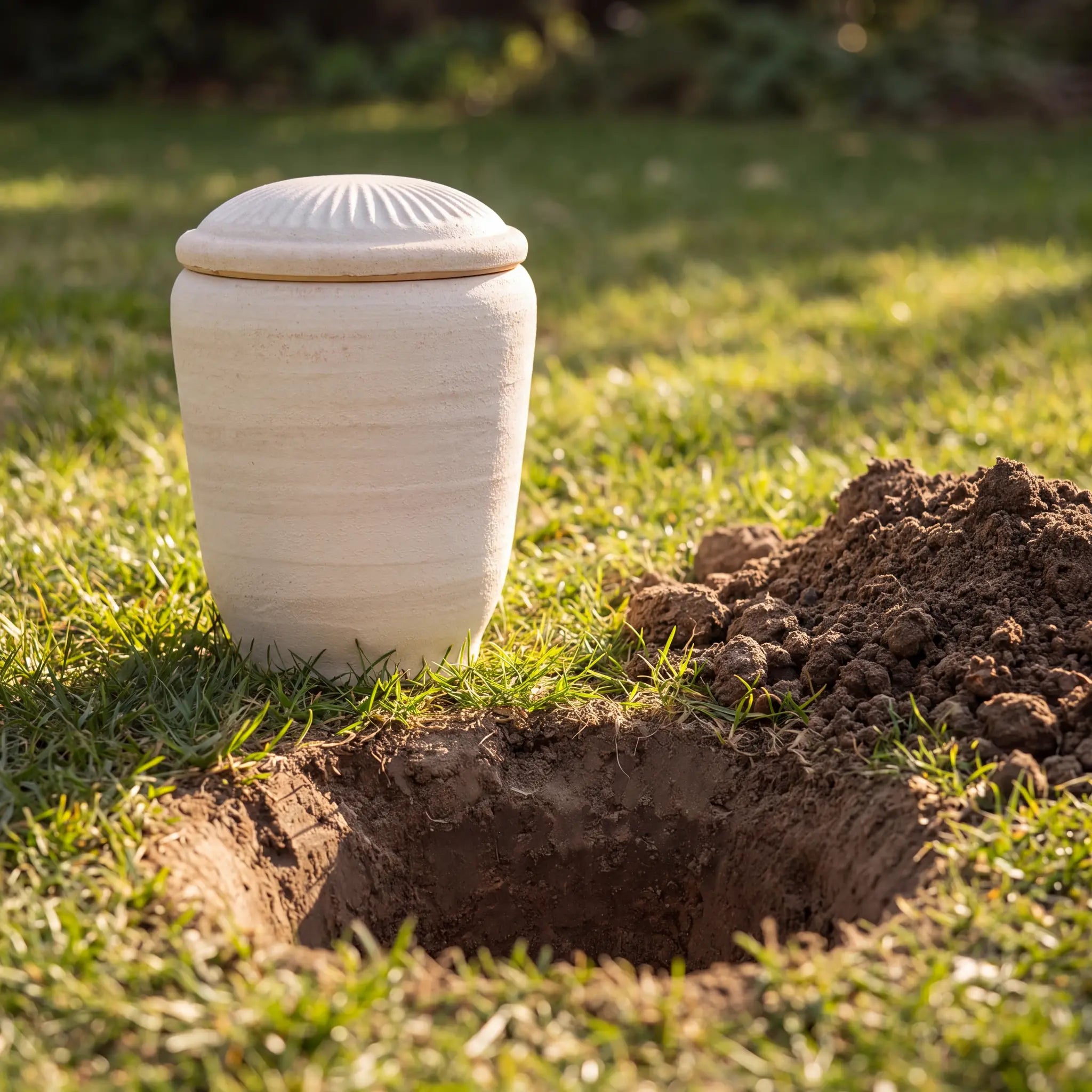 Classic Adult Biodegradable Urn for Ashes with Sand Flutted Lid