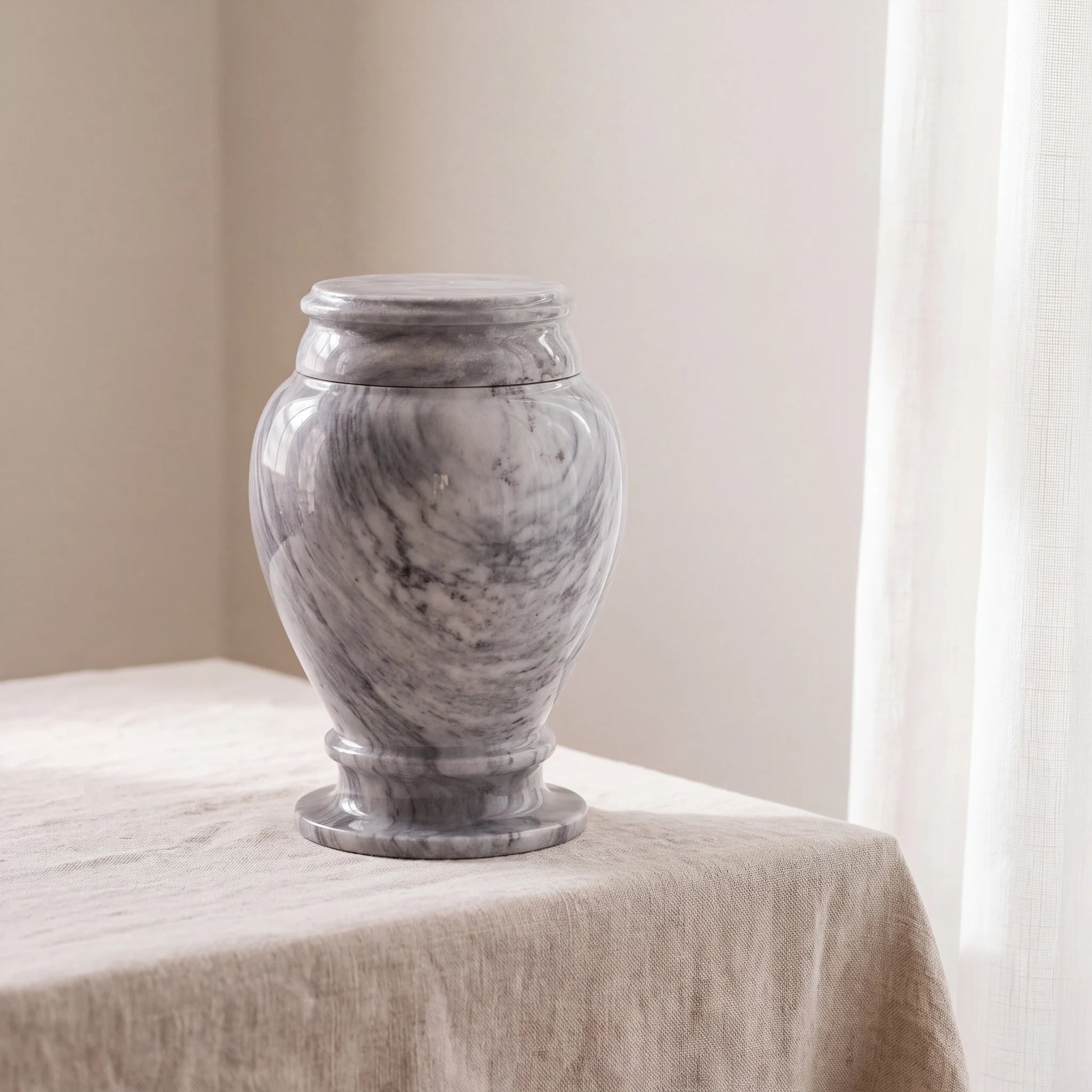 Classic Marble Adult Cremation Urn for Ashes in Grey