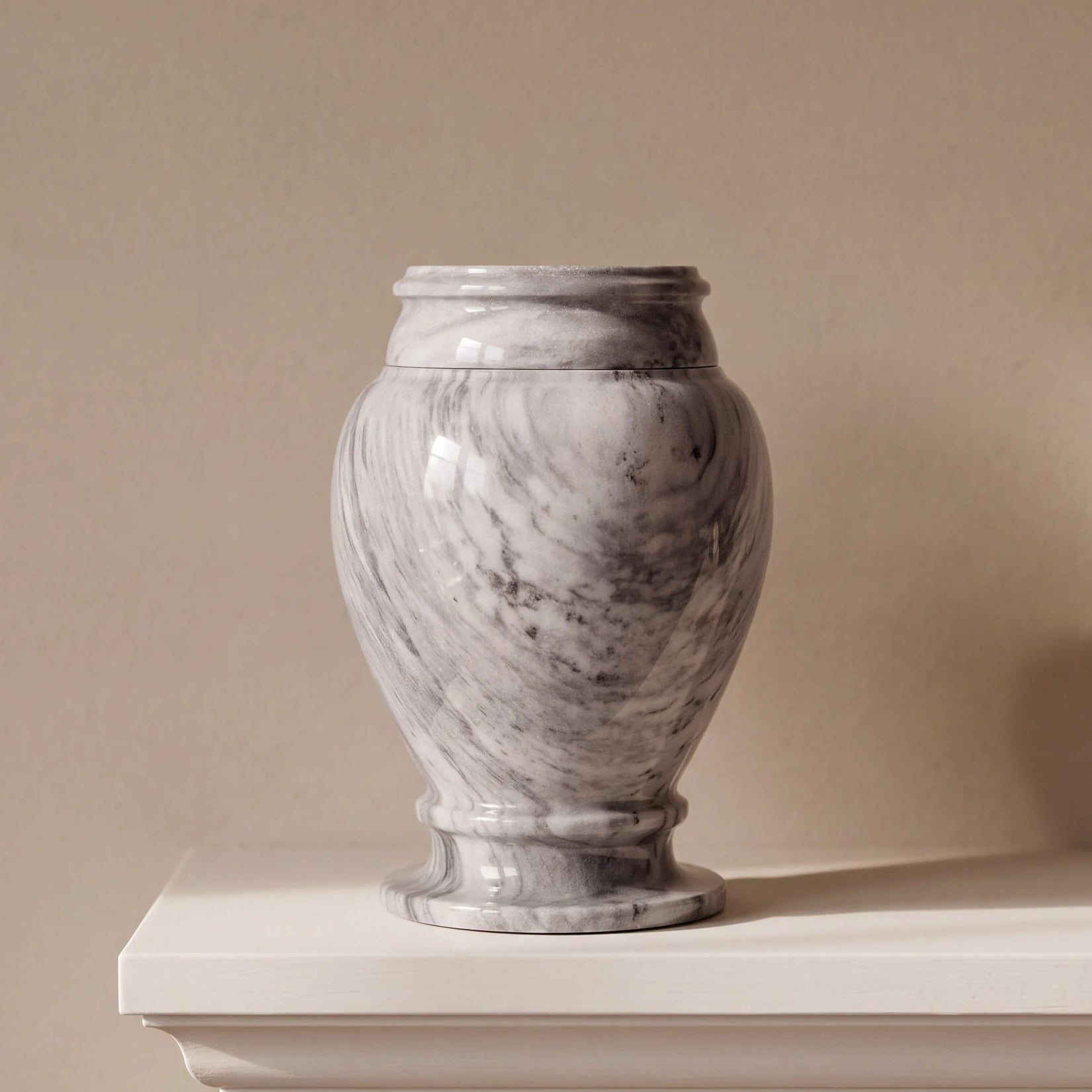 Classic Marble Adult Cremation Urn for Ashes in Grey