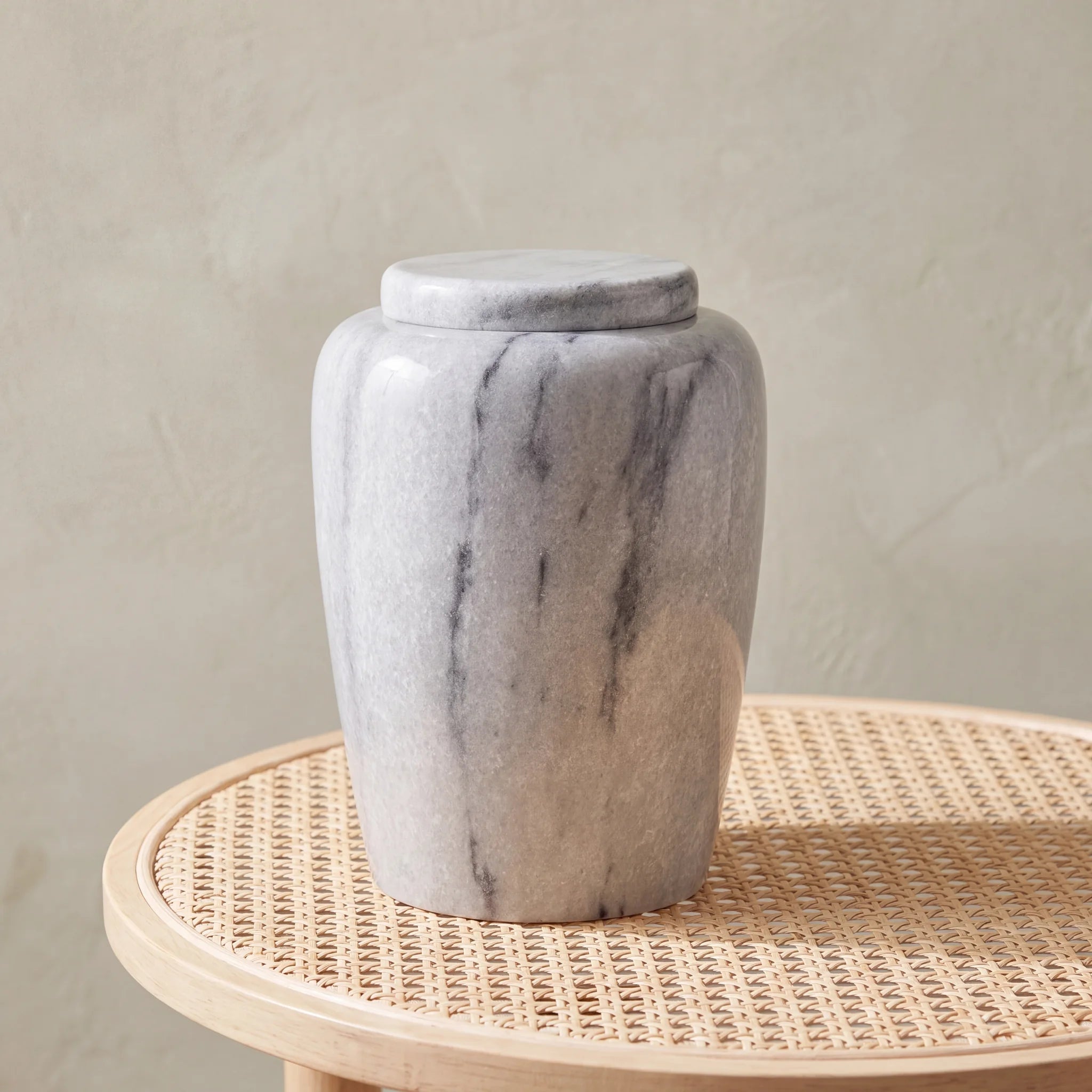 Classic Marble Adult Cremation Urn for Ashes in Light Grey