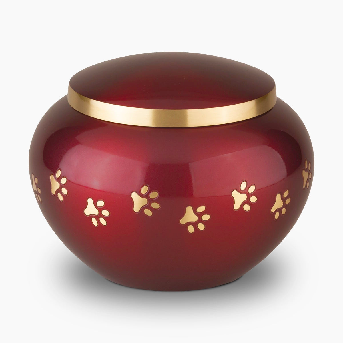 Classic Pawprints Pet Urn for Ashes in Burgundy and Silver Large
