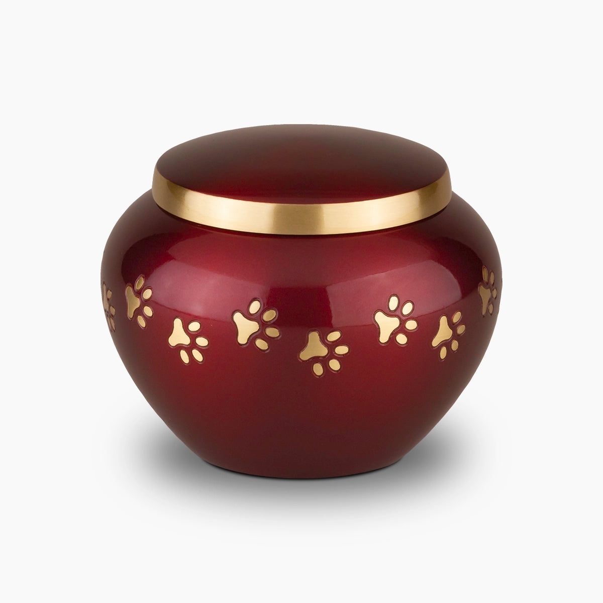 Classic Pawprints Pet Urn for Ashes in Burgundy and Silver Medium