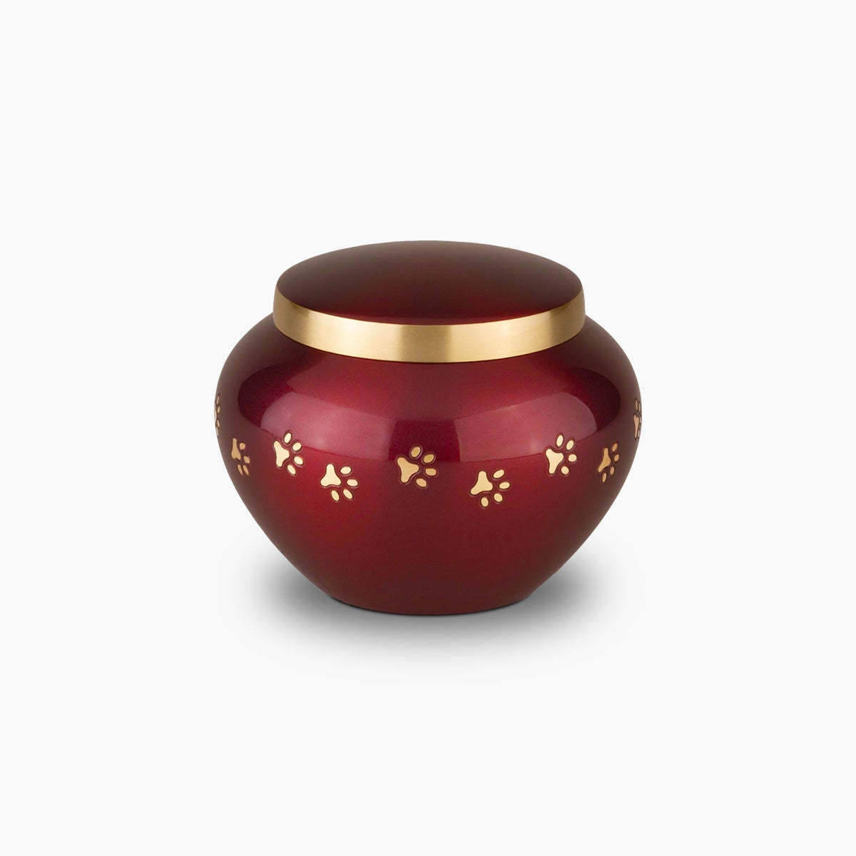 Classic Pawprints Pet Urn for Ashes in Burgundy and Silver Small