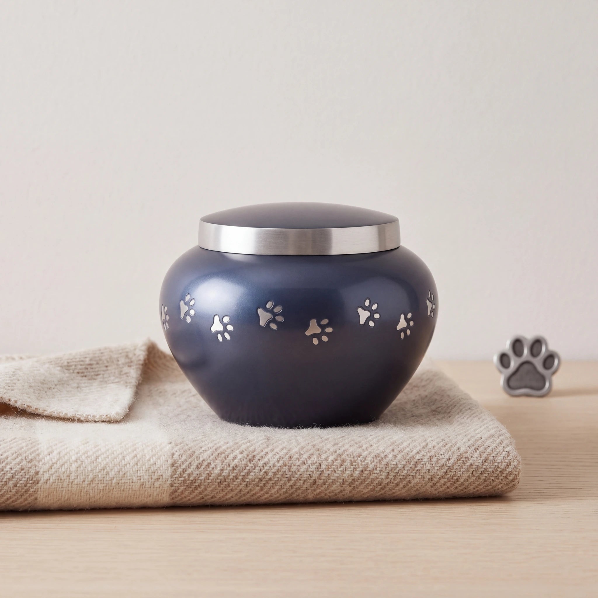 Classic-Pawprints-Pet-Urn-for-Ashes-in-Midnight-Blue-Silver-Small-pet_blanket_fold