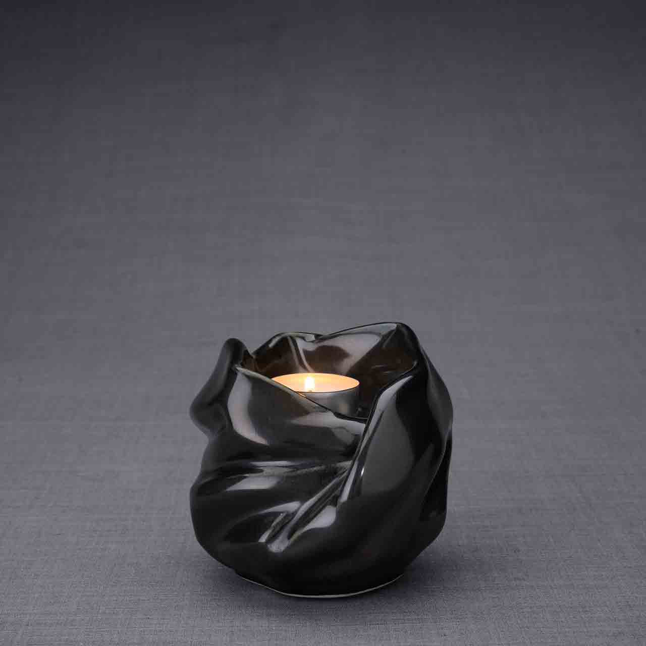 Comfort Candle Small Urn for Ashes in Glossy Black