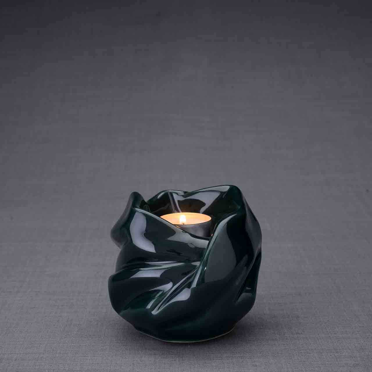 Comfort Candle Keepsake Urn in Dark Green Dark Background